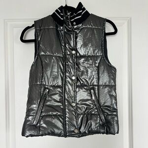 Metallic Silver Quilted Puffer Vest